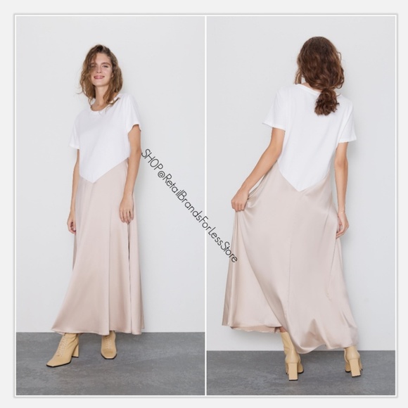 Zara Dresses & Skirts - ZARA TWO TONE SATIN CONTRASTING MIDI MAXI DRESS